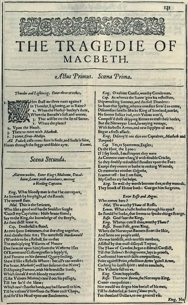 Macbeth 1e bladzijde versie 1624