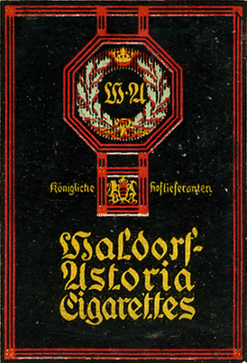 Logo van Waldorf Astoria sigaretten.