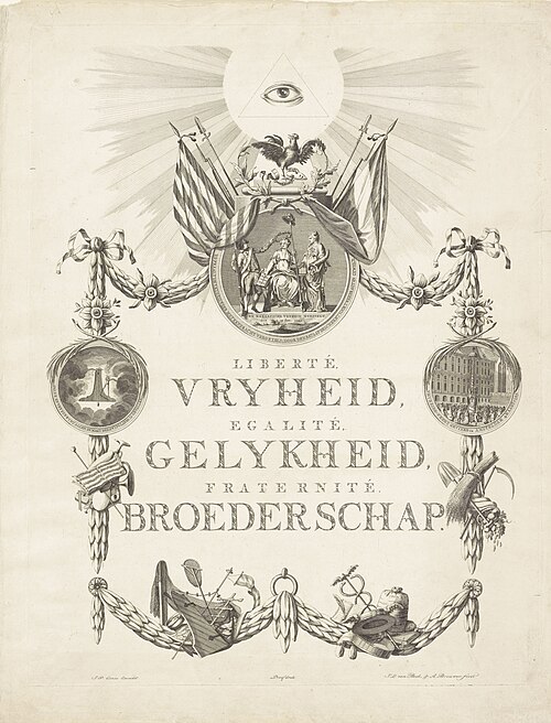 Vrijheid, Gelijkheid, Broederschap Allegorie uit 1795