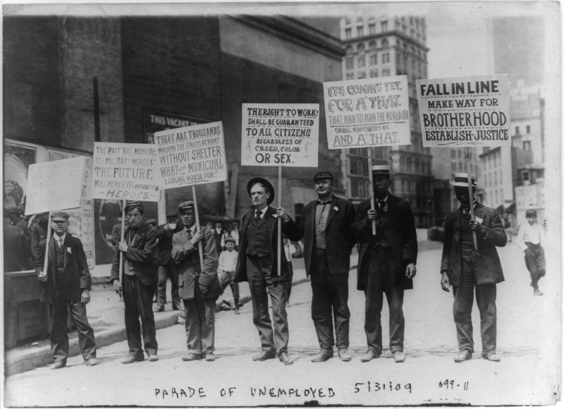  Werklozen protesteren voor meer rechten in New York, 1909